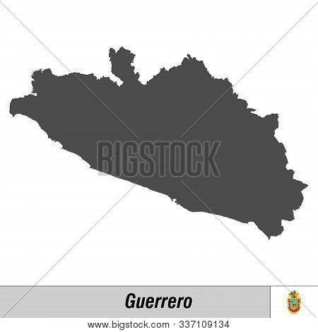 High Quality Map With Flag State Of Mexico - Guerrero