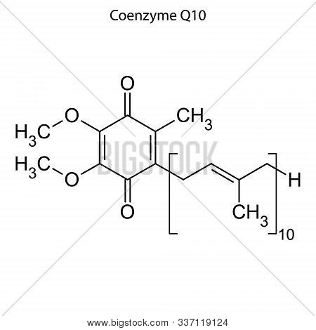 Skeletal Formula Of Coenzyme Q10. Chemical Molecule. . Template For Your Design