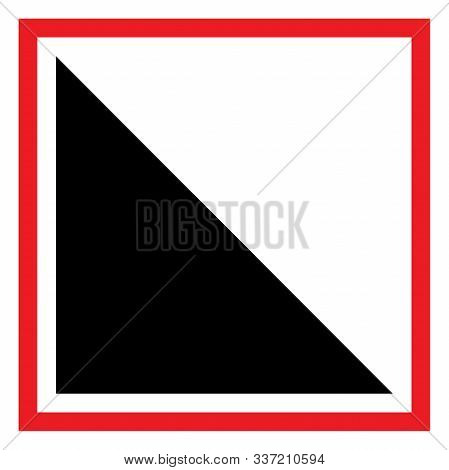 Warning Sign Steep Hill Vector Background. Traffic Signs. Red Background.