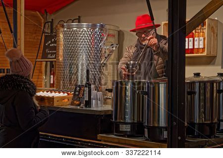 Lyon, France, December 2, 2019 : The Essential Carnot Square Christmas Market Returns Once Again Ani