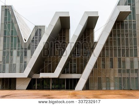 Zaragoza, Spain/europe; 24/11/2019: Congress Palace (palacio De Congresos), Iconic Building Of The E