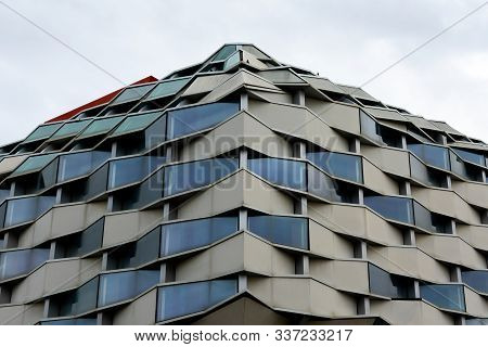Zaragoza, Spain/europe; 24/11/2019: Details Of The Aragon Pavilion (pabellon De Aragon), Iconic Buil