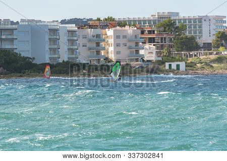 Sant Antoni De Portmany, Ibiza, Spain : Nov 8 2019 : Sunny Day In The Port Of Sant Antoni De Portman