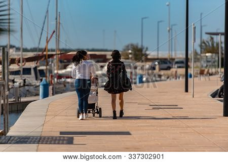 Sant Antoni De Portmany, Ibiza, Spain : Nov 8 2019 : Sunny Day In The Port Of Sant Antoni De Portman