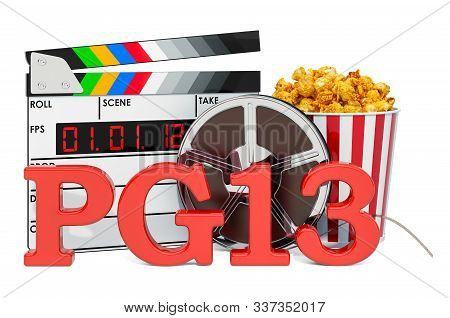 Pg-13 Parents Strongly Cautioned, Film Rating System Concept. 3d Rendering Isolated On White Backgro