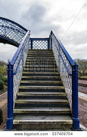This Is An Old Victorian Foot Bridge At The Remote Trainstation At Ronnoch In The Scottish Highlands