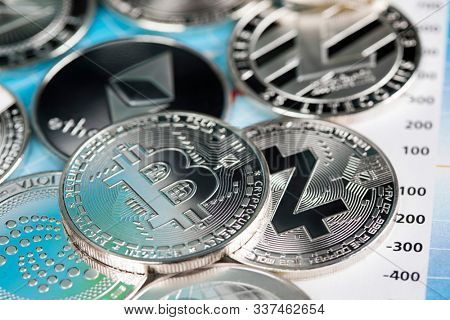 Litecoin, etherium,bitcoin virtual currency background