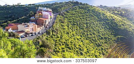 Volcanic Landscape Of Caldera De Bandama, Gran Canaria Island, Spain. Panoramic View From Pico De Ba