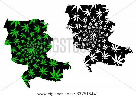 Jizzakh Region (republic Of Uzbekistan, Regions Of Uzbekistan) Map Is Designed Cannabis Leaf Green A