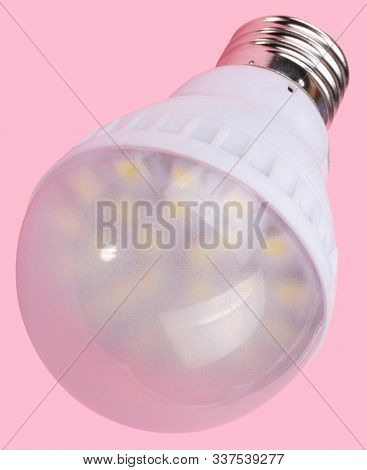 Led Tube Lamp On Pink Background At Dry Sunny Summer Day