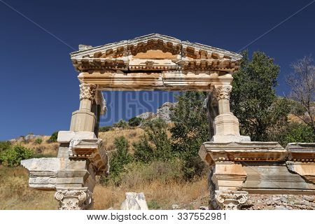 Fountain Of Trajan In Ephesus Ancient City, Izmir, Turkey