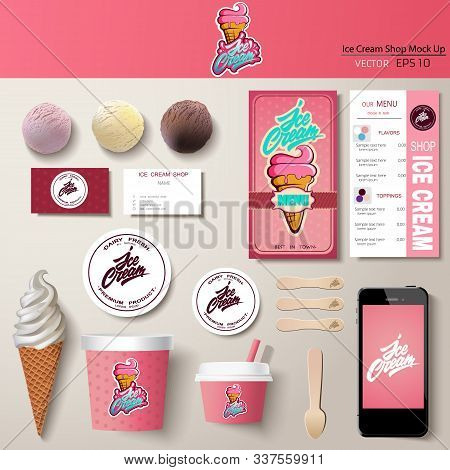 Ice Cream Corporate Identity Template Design Set. Branding Mock Up.