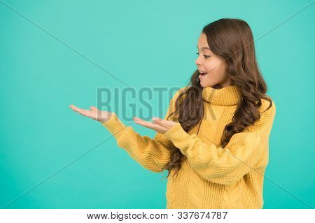 Look Here Copy Space. Positivity Concept. Emotional Baby. Positive Child. Positive Attitude To Life.