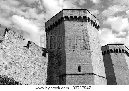 Walls of Poblet cloister, Spain