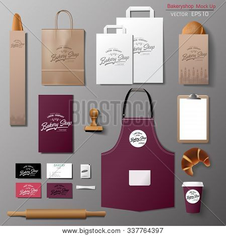 Bakery Corporate Branding Identity Template Design Set. Take Away Mock Up