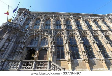 Amazing Medieval Building Of City Hall In Ghent, Belgium. It Is One Of The Most Popular Spot In The 