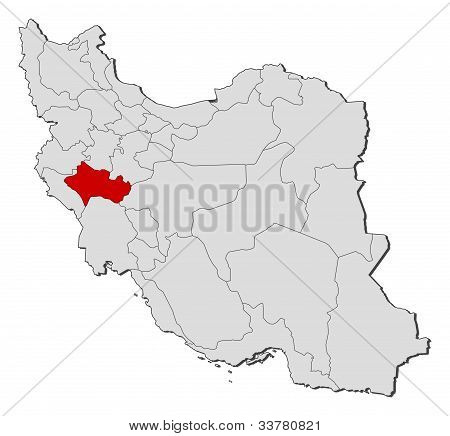 Iran, Lorestan korostettu kartta