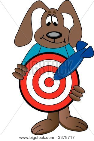 Cartoon Dog držení cíl.