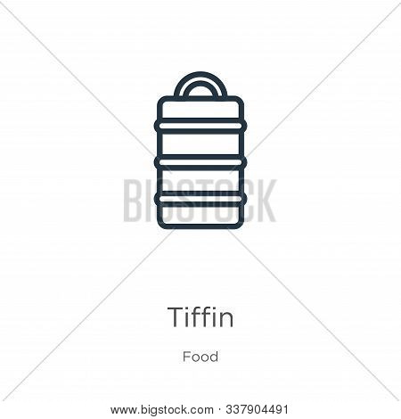 Tiffin Icon. Thin Linear Tiffin Outline Icon Isolated On White Background From Food Collection. Line