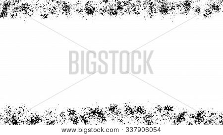 Abstract Frames Black Dust Isolated On White Background, Grainy Overlay Texture. Stock Image Of Bord