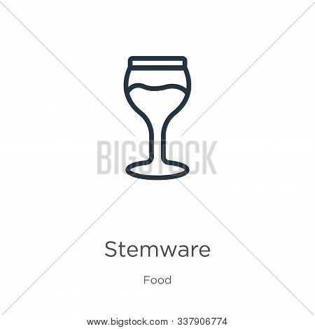 Stemware Icon. Thin Linear Stemware Outline Icon Isolated On White Background From Food Collection. 