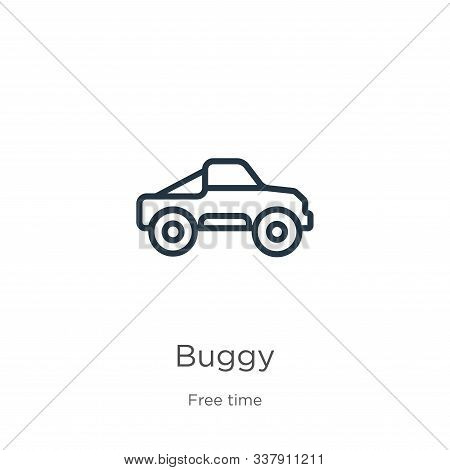 Buggy Icon. Thin Linear Buggy Outline Icon Isolated On White Background From Free Time Collection. L