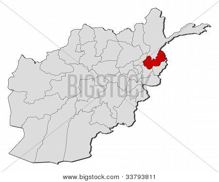 Karte von Afghanistan Nuristan hervorgehoben