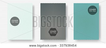 Halftone Gradient Texture Vector Cover Layouts. Elegant Patchy Mockups. Halftone Lines Annual Report
