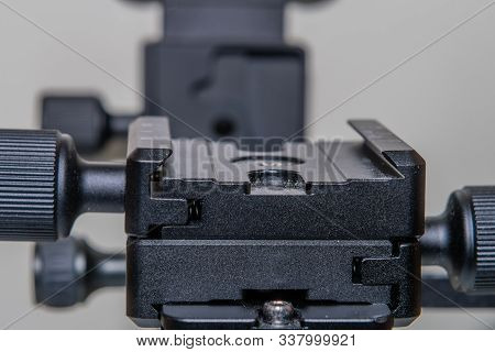 Closeup Of Lock Type Camera Mount For Use On Tripod.