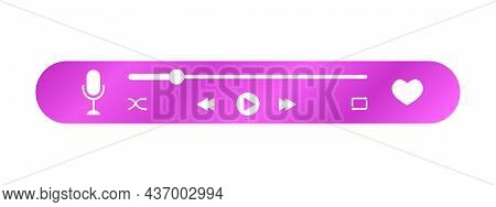 Audio Player Interface With Microphone Icon, Loading Progress Bar And Buttons. Simple Mediaplayer Pa