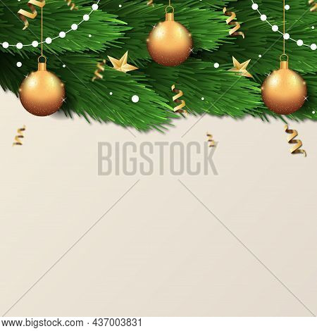 Christmas Tree On White Background, Web Template For Festive Promotional Items - Illustration