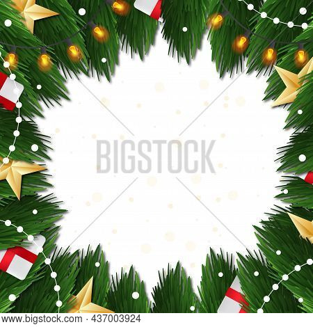 Christmas Tree On White Background, Web Template For Festive Promotional Items - Illustration
