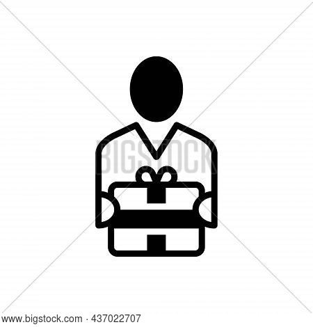 Black Solid Icon For Recipients Receiver Beneficiary Donee Gift Recipient Consignee Finder