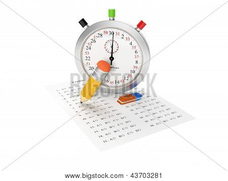 ภาพ 3D: นาฬิกาจับเวลาและตรวจสอบแผ่นงาน ช่วยสอบ คำถาม และคำตอบ