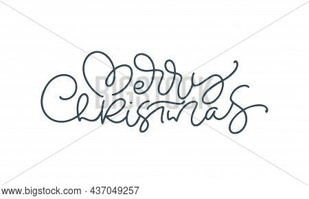 Merry Christmas Vector Hand Drawn Lettering Monoline Calligraphy Text Isolated On White Background. 