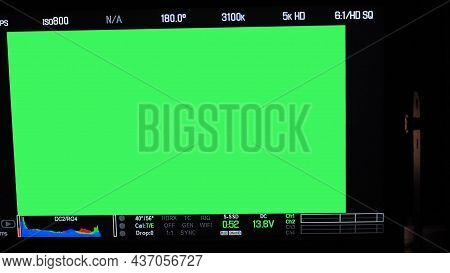 Video Recording Screen. Professional Camera Viewfinder Frame On Monitor Screen.