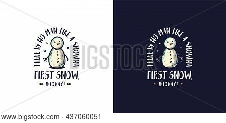 Christmas Snowman For The New Year. Winter Design With Iceman For Merry Christmas Holiday