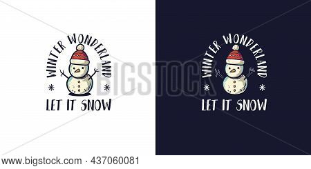 Christmas Snowman For The New Year. Winter Design With Iceman For Merry Christmas Holiday