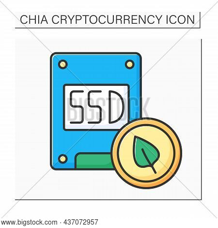 Fast Ssd Color Icon. Solid-state Drive. Storage Device. Added Extra Flash-based Memory. Eco-friendly