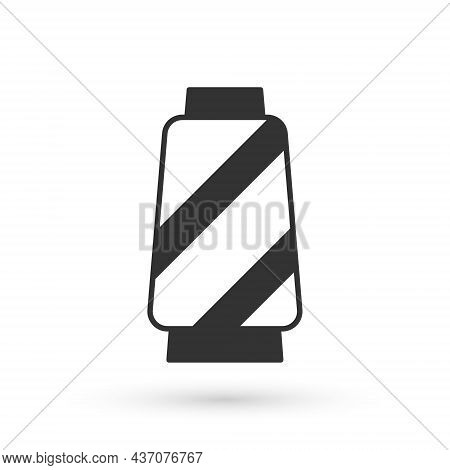 Grey Sewing Thread On Spool Icon Isolated On White Background. Yarn Spool. Thread Bobbin. Vector