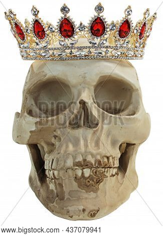 Frontal View Of A Gemmed Crown On A Skull