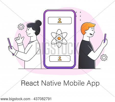 React Native Mobile App Concept. Developing Smartphone Applications Using User Experience. Modern Te