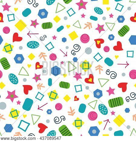 Vector Funny Colorful Geometric Shapes Pattern Background