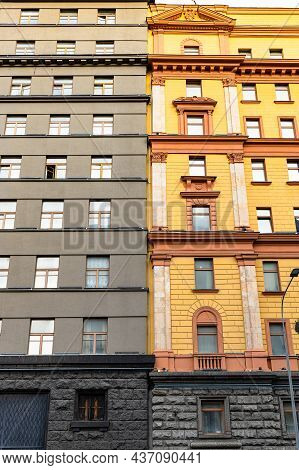 Yellow And Gray Facades Of Houses Of Federal Security Service Of The Russian Federation (fsb Rf) On 