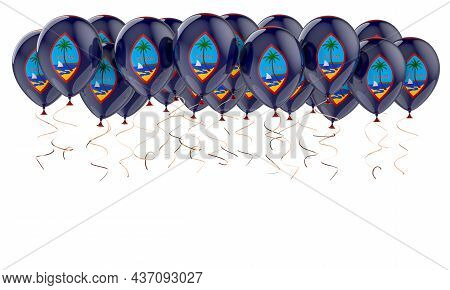 Balloons With Guamanian Flag, 3d Rendering Isolated On White Background