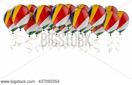 Balloons With Seychelloise Flag, 3d Rendering Isolated On White Background