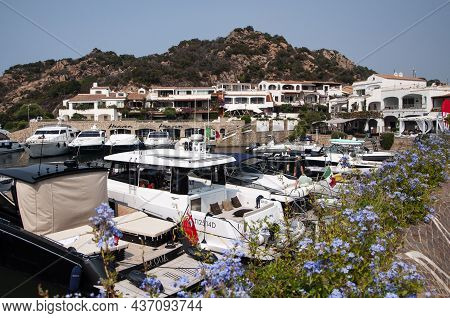 Poltu Quatu Port And Bay With Luxury Yachts On Costa Smeralda