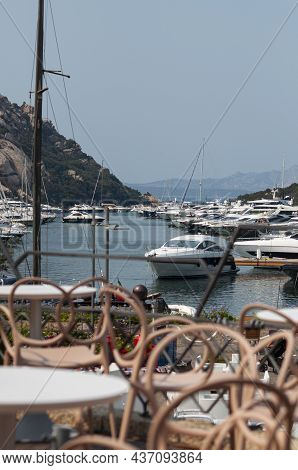 Poltu Quatu Port And Bay With Luxury Yachts On Costa Smeralda