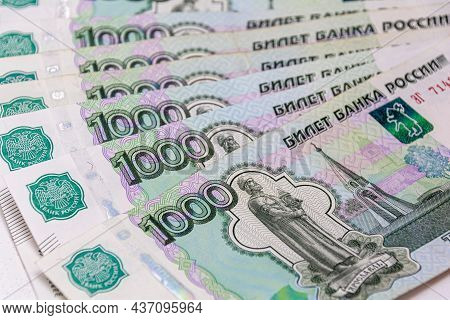 Beautiful Background Of Thousandth Banknotes. Abstract Background, Finance, Budget, National Currenc