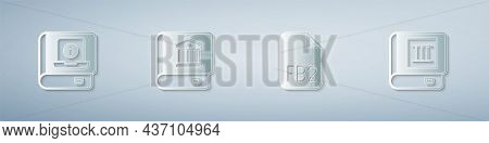 Set User Manual, Law Book, Fb2 File And Book. Paper Art Style. Vector